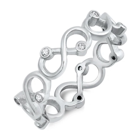Sterling Silver CZ Ring – Infinity Design (Size 8) - Picture 1 of 1